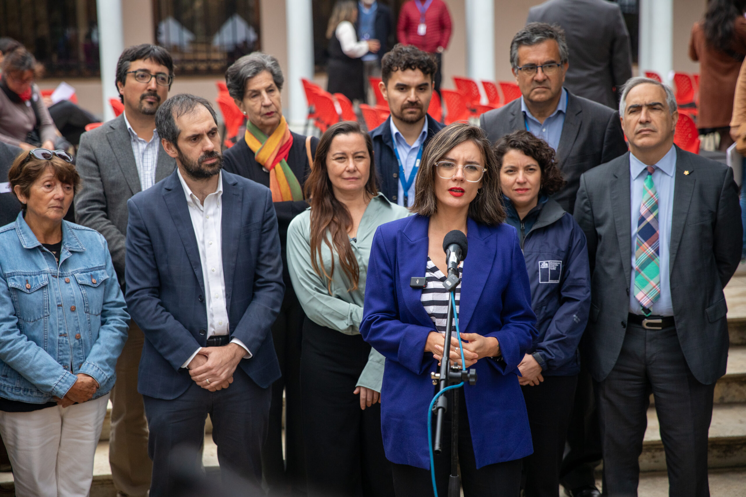 Ministra Camila Vallejo en punto de prensa, junto a autoridades de gobierno y locales de la región de Valparaíso, para ceremonia de entrega de subsidios Sercotec a personas con mipymes afectadas por los incendios